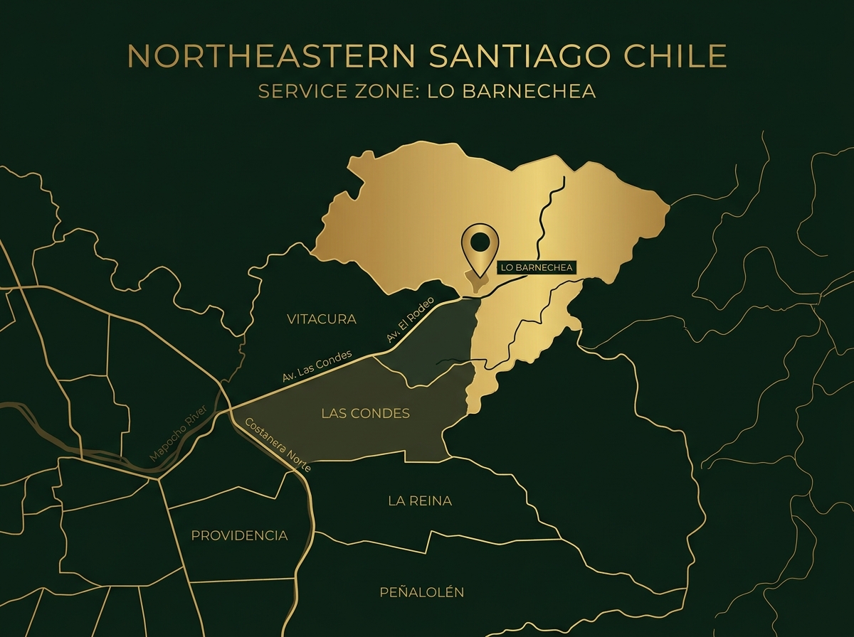 Mapa de la zona de cobertura exclusiva en Lo Barnechea y Las Condes